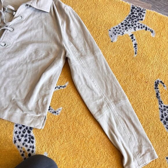 MUNTHE 100% Suede Leather Lace-up Shirt Size 36 - Picture 8 of 10